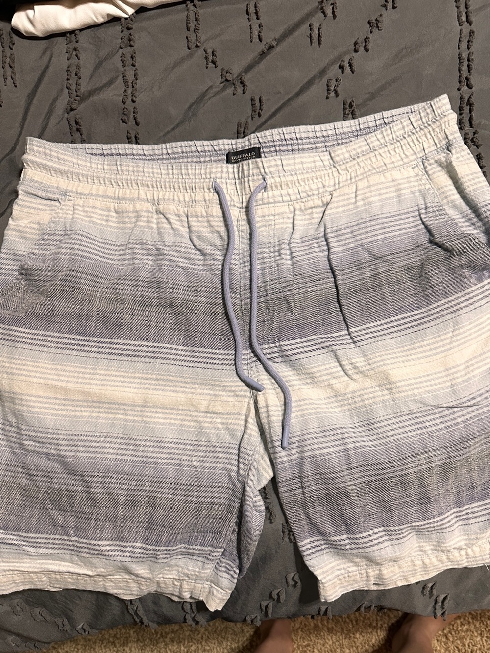 Buffalo David Bitton Light Blue and White Striped Men’s Hybrid Shorts